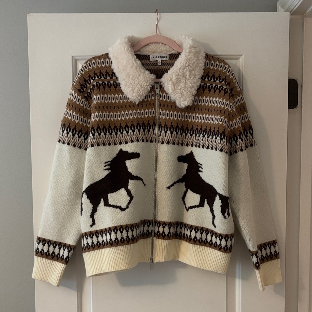 Western Knit Sweater with Horse Design
